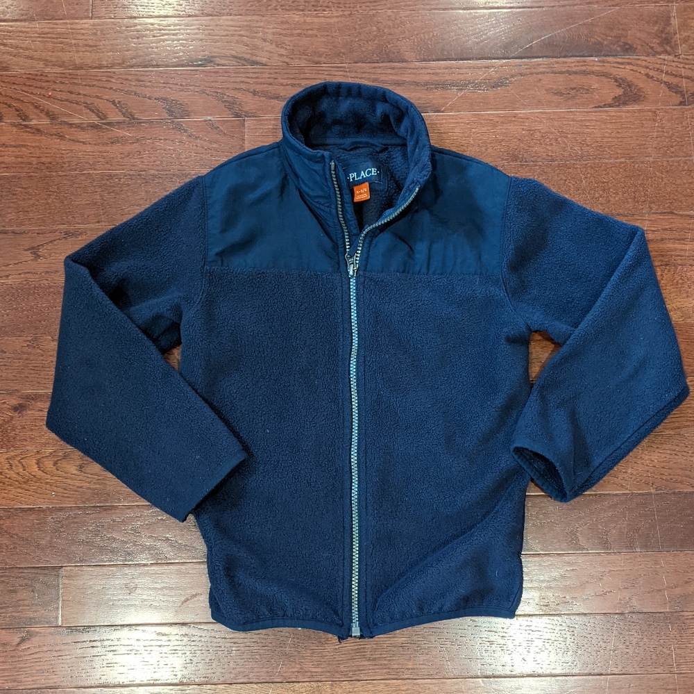 Boys navy zip up fleece